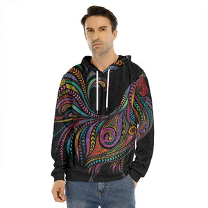 Colorful Rooster Print Men's Velvet Pullover Hoodie