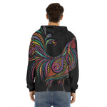 Colorful Rooster Print Men's Velvet Pullover Hoodie