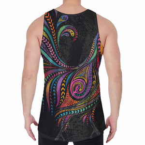 Colorful Rooster Print Men's Velvet Tank Top