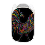 Colorful Rooster Print Mesh Laundry Hamper