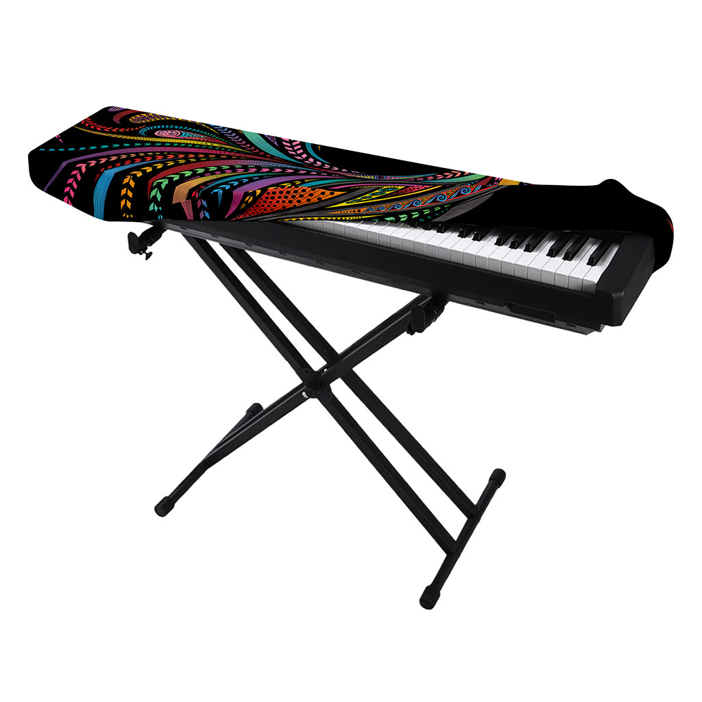 Colorful Rooster Print Piano Keyboard Cover