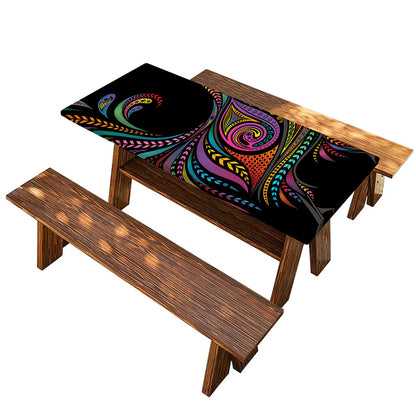 Colorful Rooster Print Picnic Table Cover
