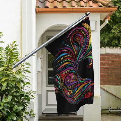 Colorful Rooster Print Polyester Flag