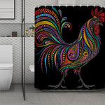 Colorful Rooster Print Polyester Shower Curtain
