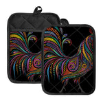 Colorful Rooster Print Pot Holders With Pocket