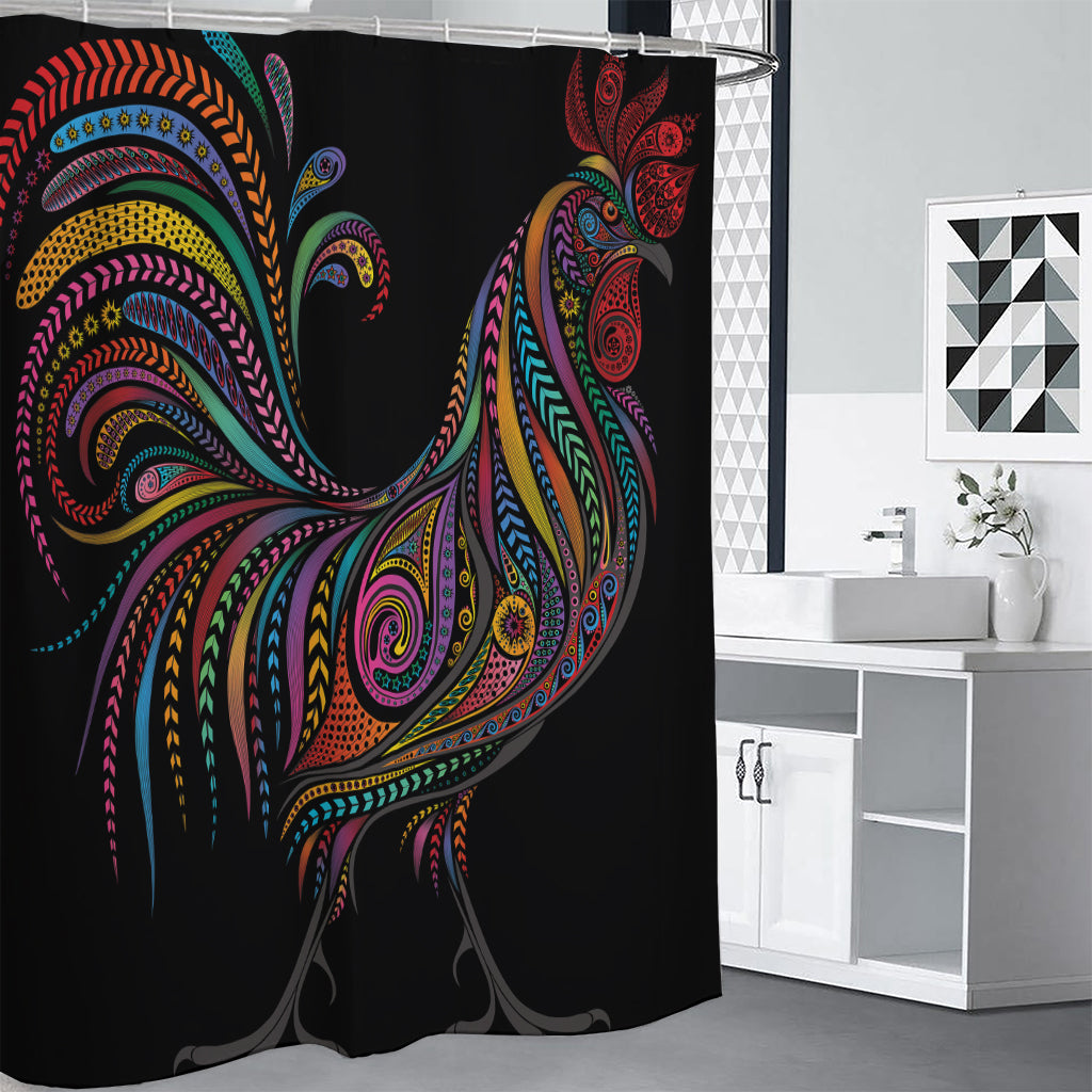 Colorful Rooster Print Premium Shower Curtain