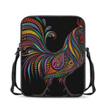 Colorful Rooster Print Rectangular Crossbody Bag