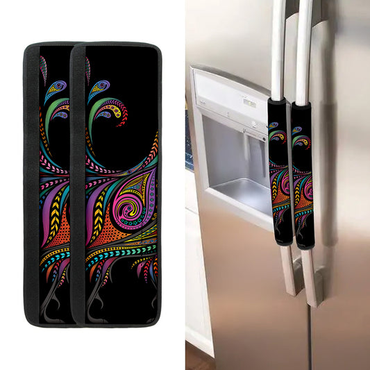 Colorful Rooster Print Refrigerator Handle Covers