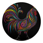 Colorful Rooster Print Round Blanket