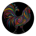 Colorful Rooster Print Round Floor Mat