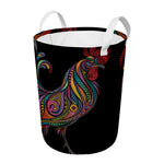 Colorful Rooster Print Round Laundry Basket