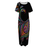 Colorful Rooster Print Short Sleeve Long Nightdress