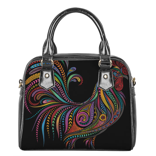 Colorful Rooster Print Shoulder Handbag