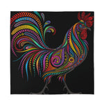 Colorful Rooster Print Silk Bandana