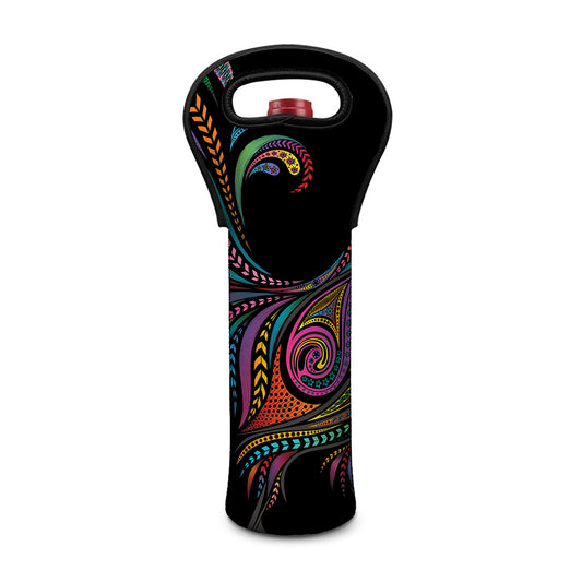 Colorful Rooster Print Single Neoprene Wine Tote