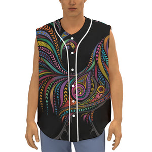 Colorful Rooster Print Sleeveless Baseball Jersey