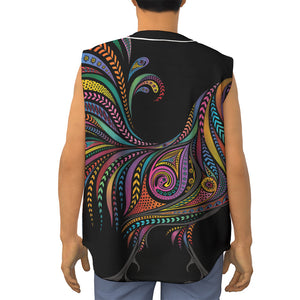 Colorful Rooster Print Sleeveless Baseball Jersey