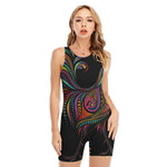 Colorful Rooster Print Sleeveless One Piece Swimsuit