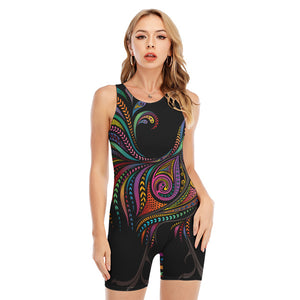 Colorful Rooster Print Sleeveless One Piece Swimsuit