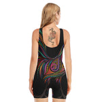 Colorful Rooster Print Sleeveless One Piece Swimsuit