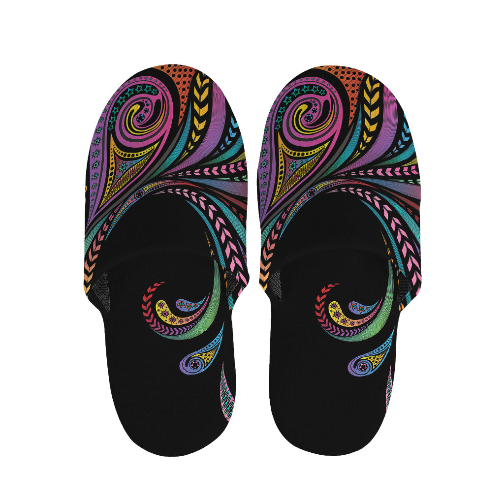 Colorful Rooster Print Slippers