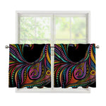 Colorful Rooster Print Tier Curtains