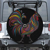 Colorful Rooster Print Tire Cover With Camera Hole