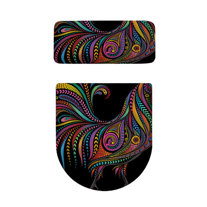 Colorful Rooster Print Toilet Lid And Tank Cover Set