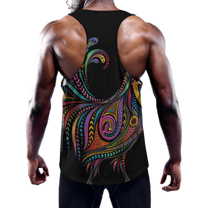 Colorful Rooster Print Training Tank Top