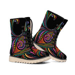 Colorful Rooster Print Winter Boots