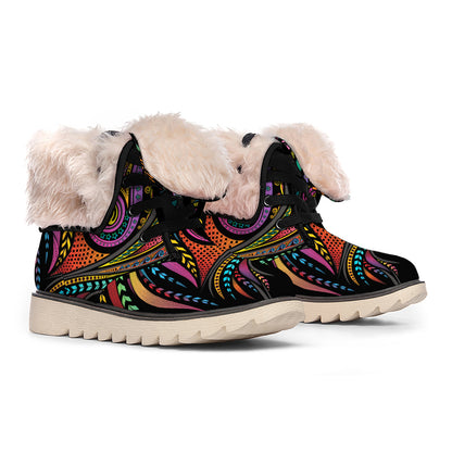 Colorful Rooster Print Winter Boots