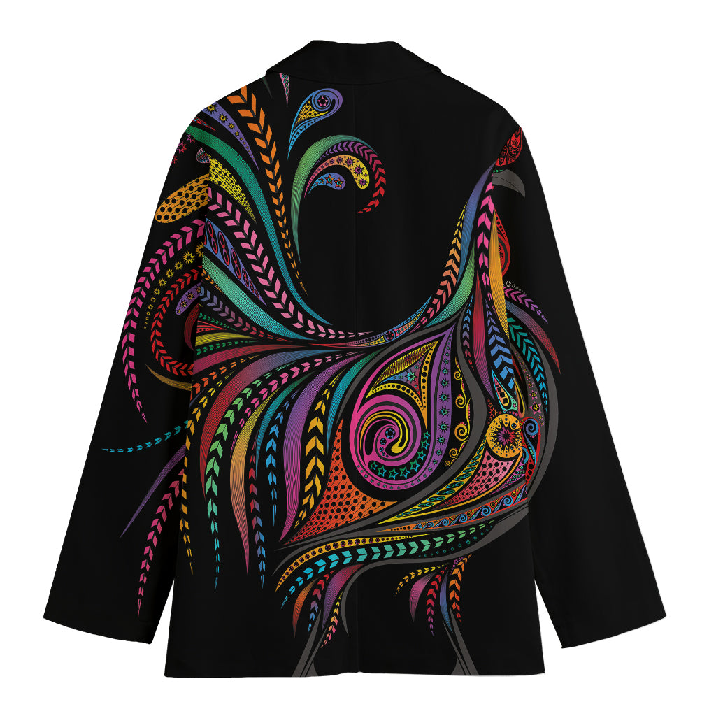 Colorful Rooster Print Women's Blazer