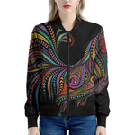 Colorful Rooster Print Women's Bomber Jacket