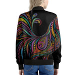 Colorful Rooster Print Women's Bomber Jacket