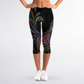 Colorful Rooster Print Women's Capri Leggings