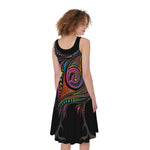 Colorful Rooster Print Women's Sleeveless Dress