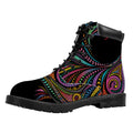 Colorful Rooster Print Padded Collar Lace Up Boots
