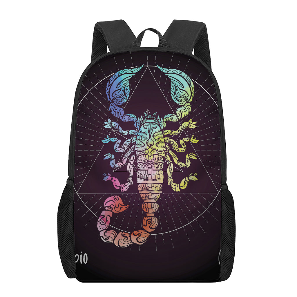 Colorful Scorpio Sign Print 17 Inch Backpack