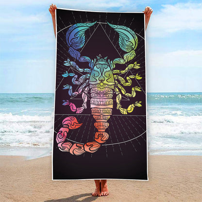 Colorful Scorpio Sign Print Beach Towel