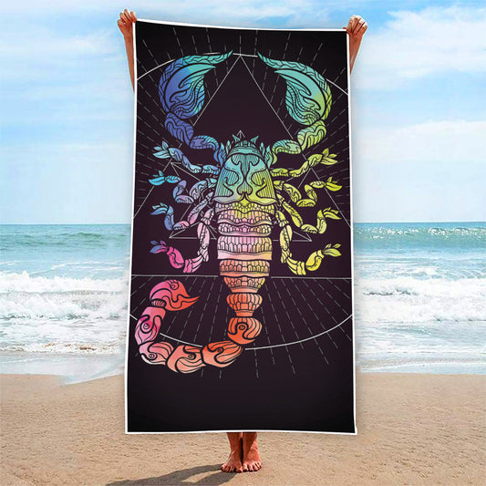 Colorful Scorpio Sign Print Beach Towel