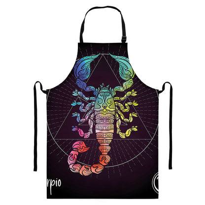 Colorful Scorpio Sign Print Bib Apron With Pocket