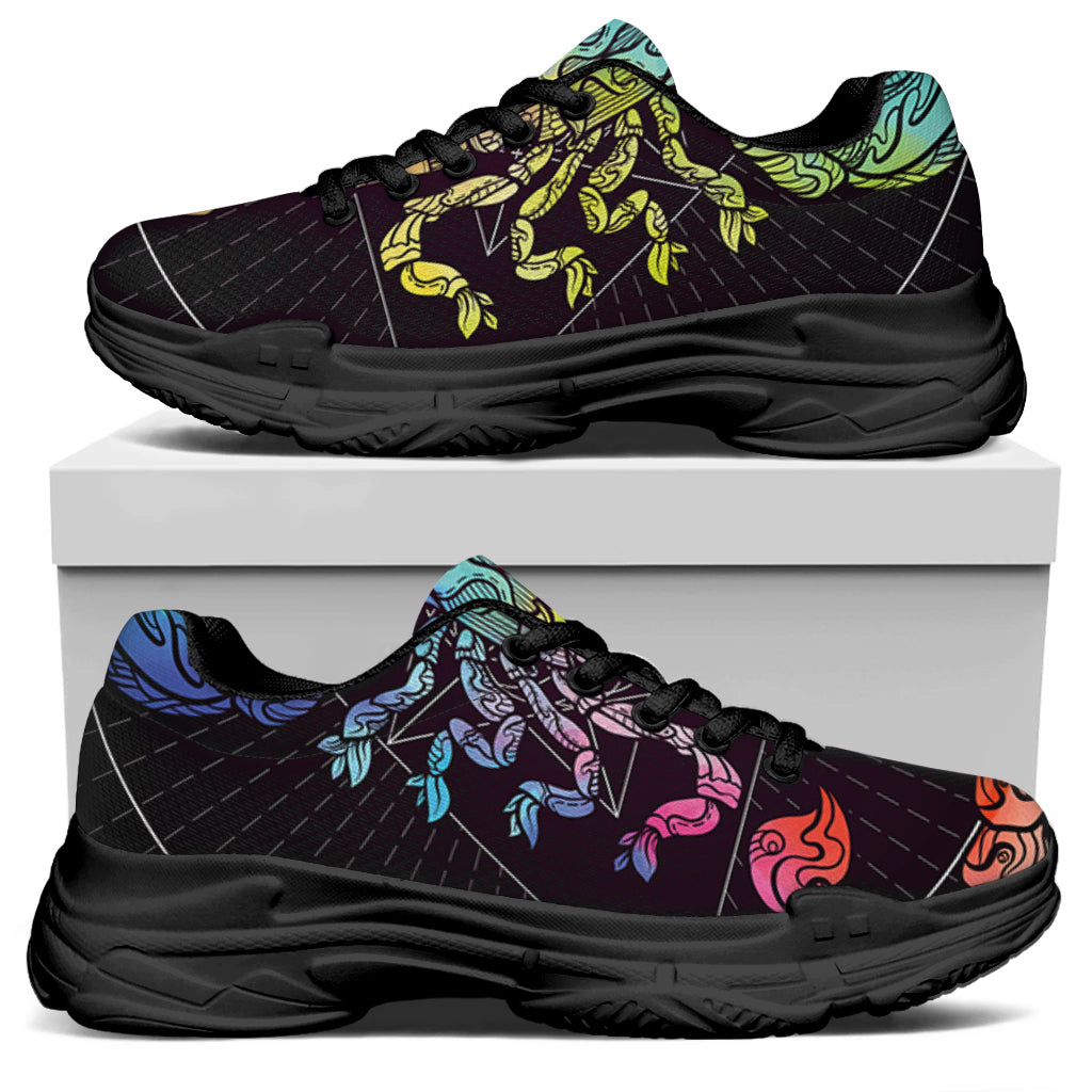 Colorful Scorpio Sign Print Black Chunky Shoes