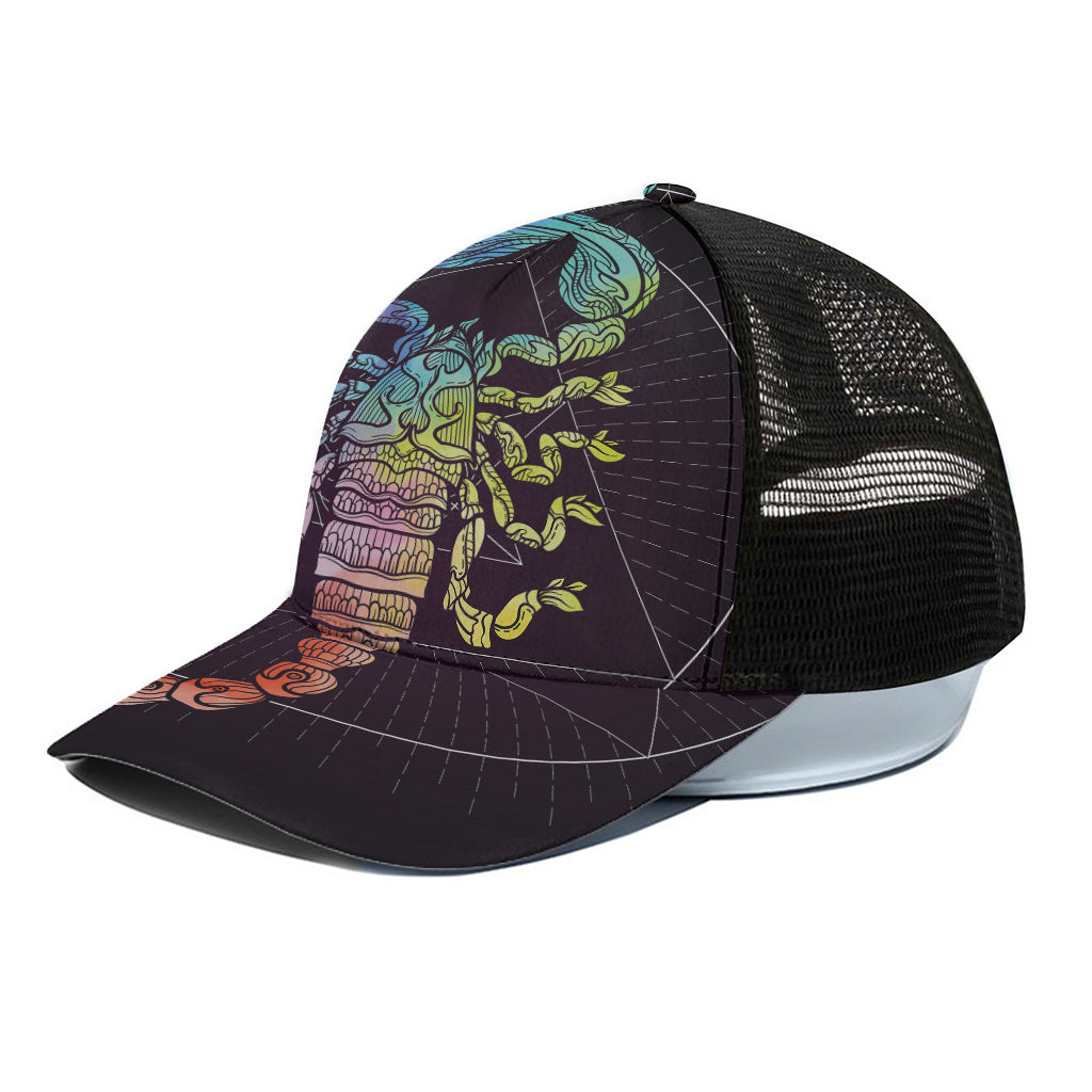 Colorful Scorpio Sign Print Black Mesh Trucker Cap