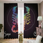 Colorful Scorpio Sign Print Blackout Pencil Pleat Curtains