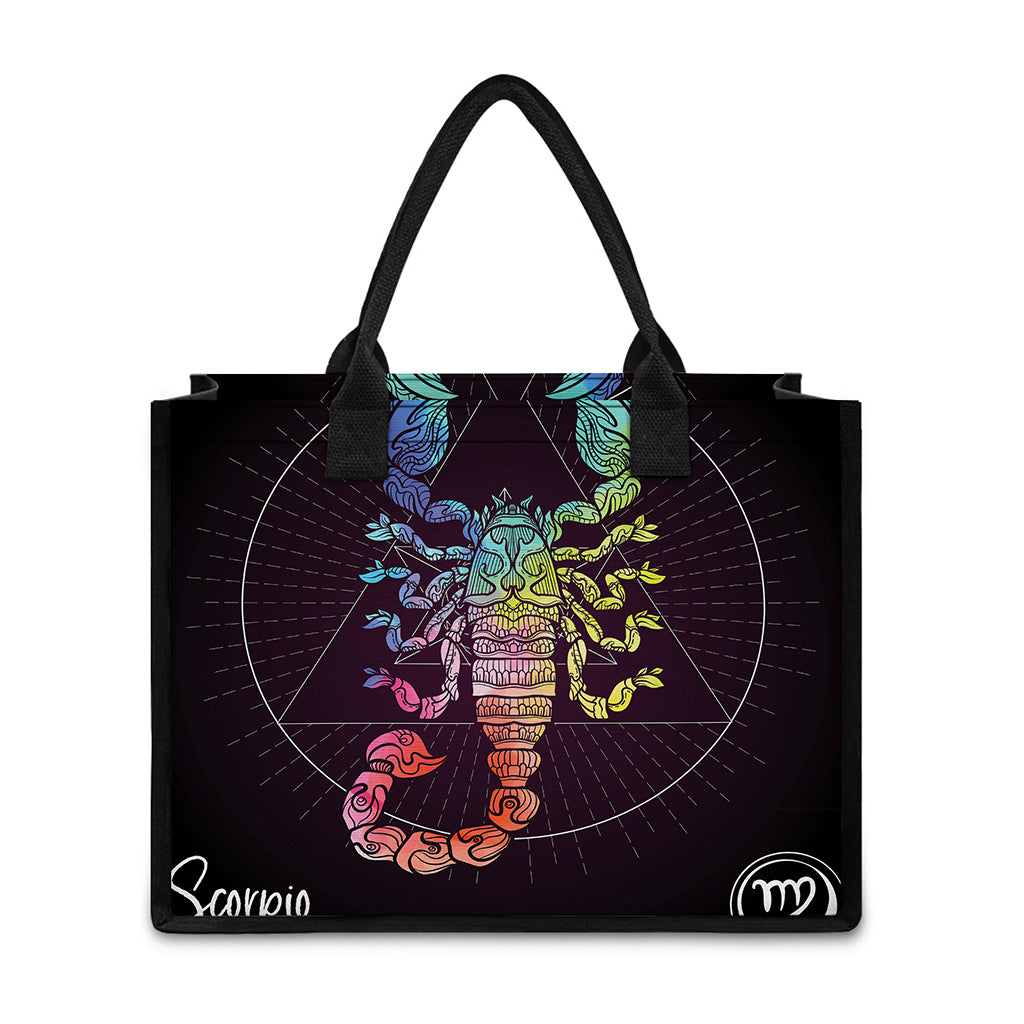 Colorful Scorpio Sign Print Canvas Tote Bag