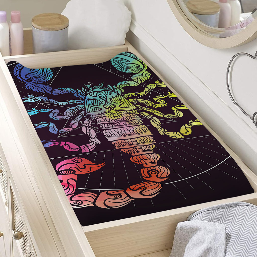 Colorful Scorpio Sign Print Changing Pad Cover
