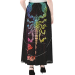 Colorful Scorpio Sign Print Chiffon Maxi Skirt