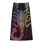 Colorful Scorpio Sign Print Cotton Front Slit Maxi Skirt
