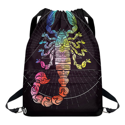 Colorful Scorpio Sign Print Drawstring Backpack
