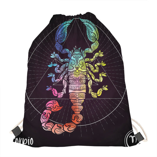 Colorful Scorpio Sign Print Drawstring Bag